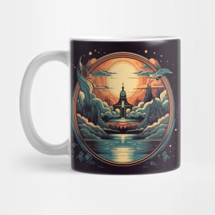 Surreal Dreamscape: Temple by the Lake Mug